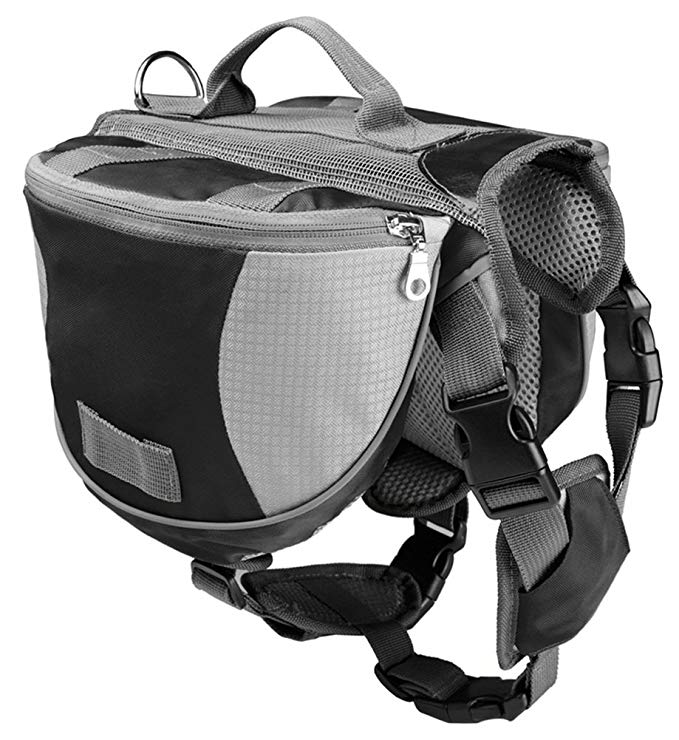 Kuoser Dog Backpack, Pet Adjustable Saddle Bag Backpack Harness Carrier Large Capacity Tripper Hound Bag for Traveling Hiking Camping for Medium & Large Dog