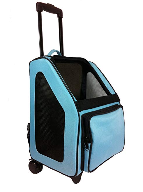 Petote Rio Pet Carrier Bag on Wheels, Black Trim/Turquoise Blue