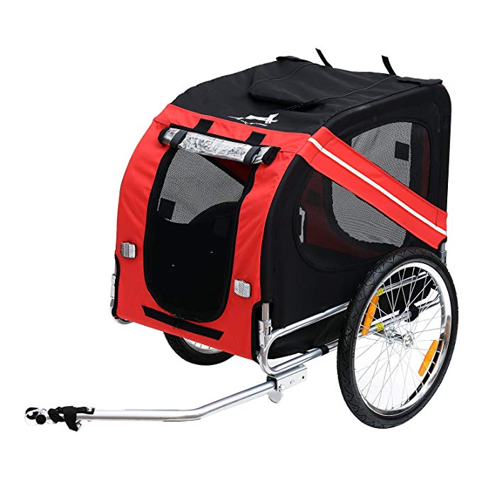 Aosom Elite Pet Bike Carrier / Trailer - Red / Black