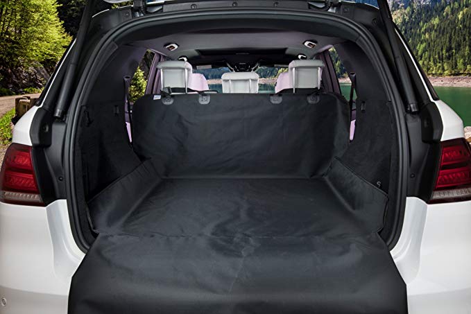BarksBar Original Pet Cargo Cover & Liner for Dogs - 80 x 52 Black, Waterproof Machine Washable with Bumper Flap Protection- for Cars, Trucks & SUVs
