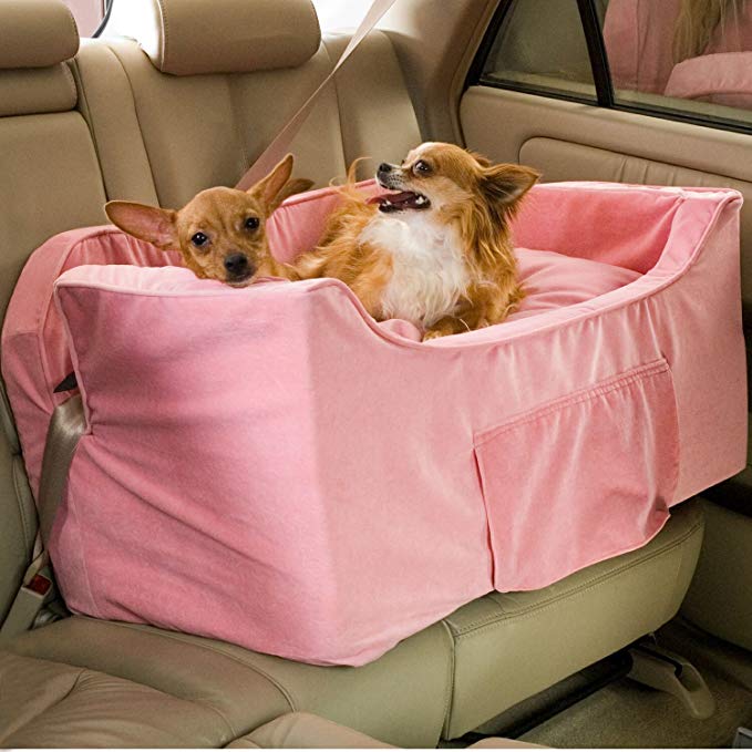 Snoozer Large Luxury Lookout II Pet Car Seat, Pink/Pink Microsuede