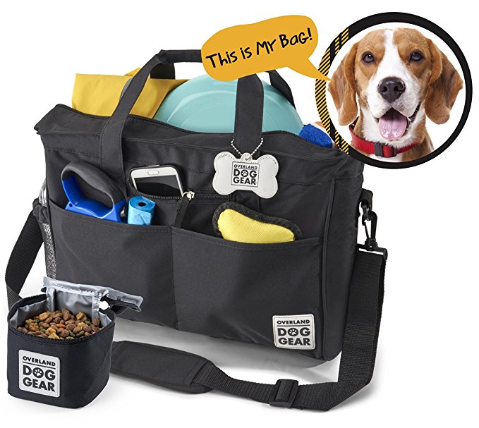 Dog Travel Bag - Day Away Tote For All Size Dogs - Includes Bag, Lined Food Carrier, And Luggage Tag