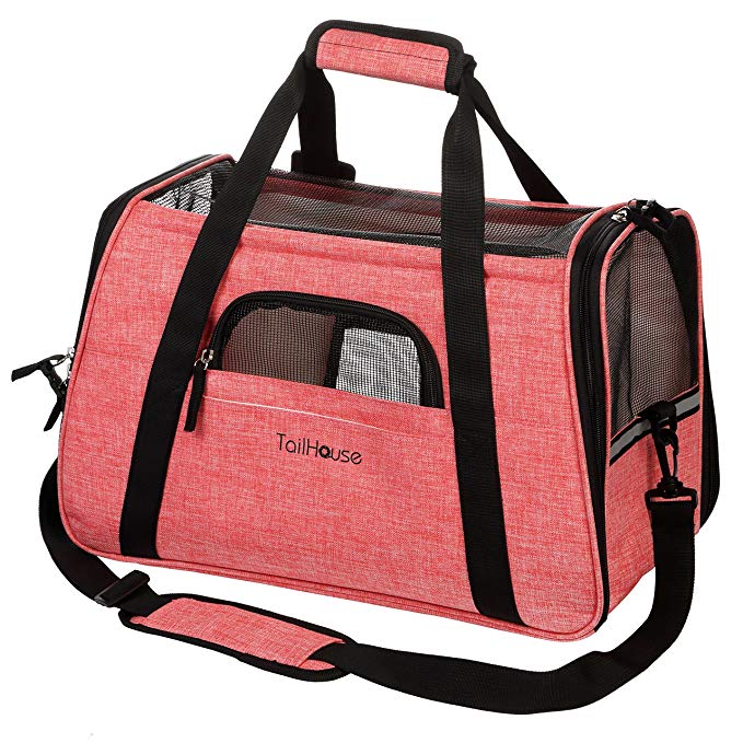 TailHouse Amazing Pink Pet Carrier by Stylish & Heavy-Duty, Airline Approved Luxury Travel Bag For Small Dogs & Cats-Tote With Removable Fleece Bed, Lockable Zipper & Comfortable Shoulder Strap
